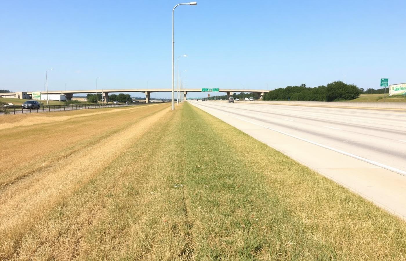 After cleanup: Freeway on-ramp shoulder litter abatement